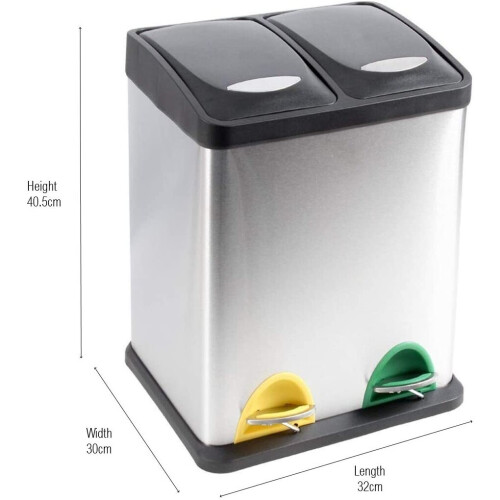 Evre Evre Recycling Bin with Lid/ 16 Litre Capacity /2 Compartments (8L+8L) 1