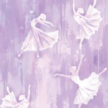 Fat Quarter 100% Cotton Quilting Fabric - Pearl Ballet Purple Ballerinas Silhouettes