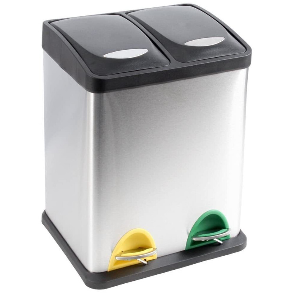 Evre Recycling Bin With Lid /30 Litre Capacity/2 Compartments(15L+15L)