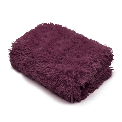 (Plum ) Cuddly Teddy Sofa Bed Fleece Fur Blanket