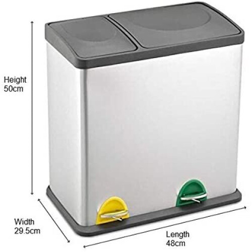Evre Evre Recycling Bin with Lid/36 Litre Capacity /2 Compartments(12L+24L) 1