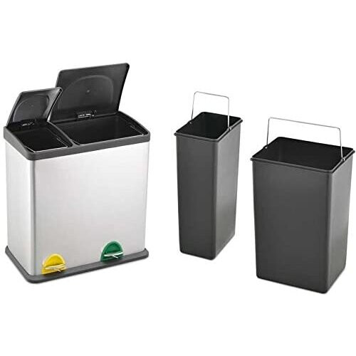 Evre Evre Recycling Bin with Lid/36 Litre Capacity /2 Compartments(12L+24L) 2