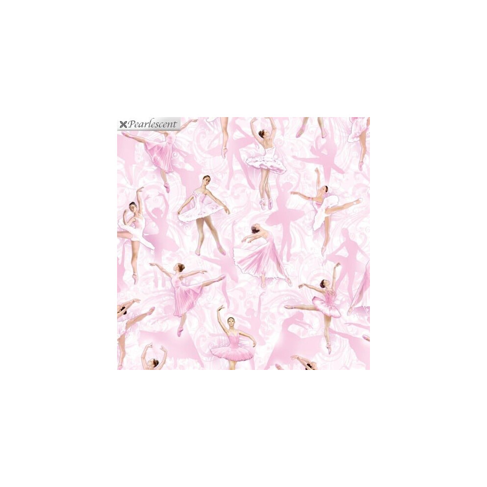 Fat Quarter Pearl Ballet Pink Ballerinas Allover 100% Cotton Quilting Fabric