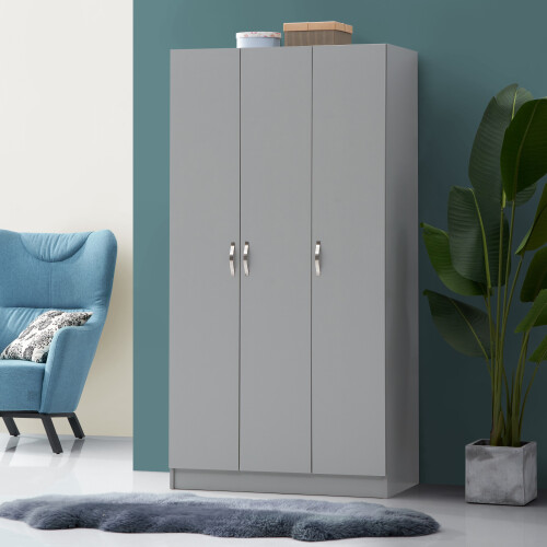 Timber Art Design UK 3 Door Double Wardrobe - Grey 1
