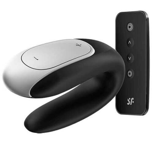 SATISFYER DOUBLE FUN PARTNER VIBRATOR - BLACK 1