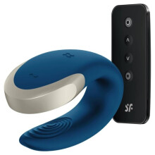 SATISFYER DOUBLE LOVE LUXURY PARTNER VIBRATOR - BLUE