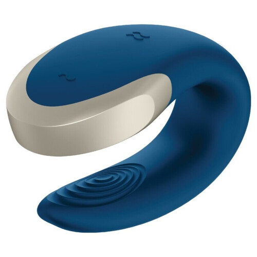 SATISFYER DOUBLE LOVE LUXURY PARTNER VIBRATOR - BLUE 1