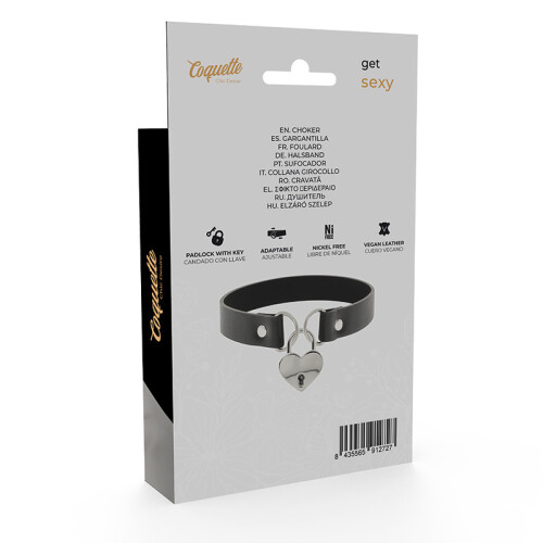 COQUETTE CHIC DESIRE - COLLAR CUERO VEGANO ACCESORIO CORAZÓN CON LLAVE 2
