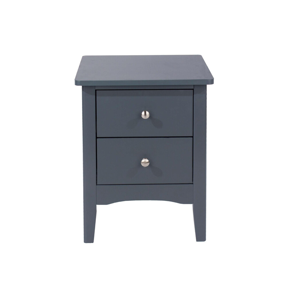 Bedside Cabinet 2 Drawer Bedroom Drawer Side Table Nightstand Metal Handles Blue