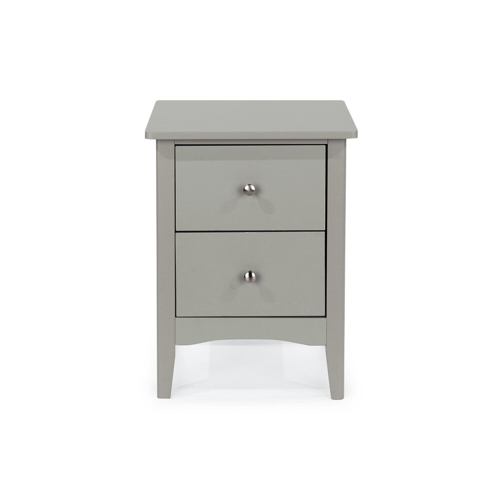 Bedside Cabinet 2 Drawer Bedroom Drawer Side Table Nightstand Metal Handles Grey