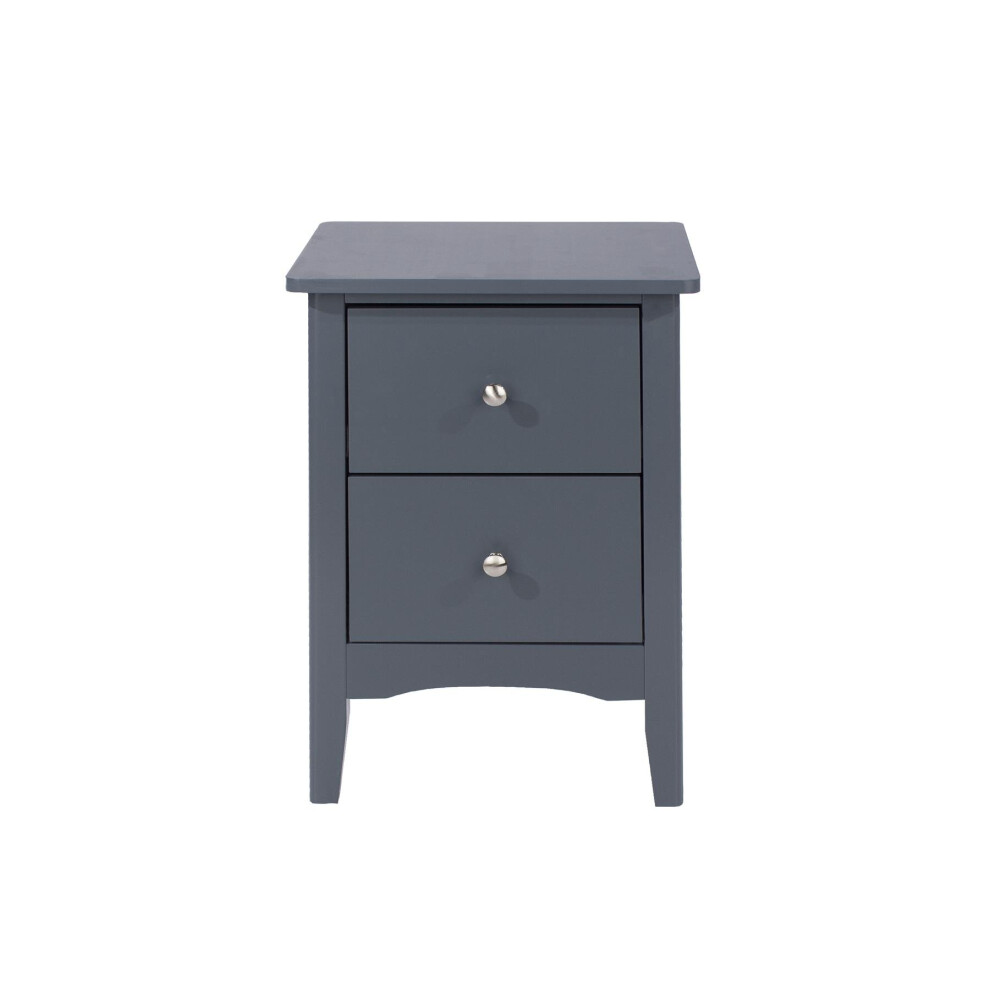 Bedside Cabinet 2 Drawer Bedroom Drawer Side Table Nightstand Metal Handles Blue