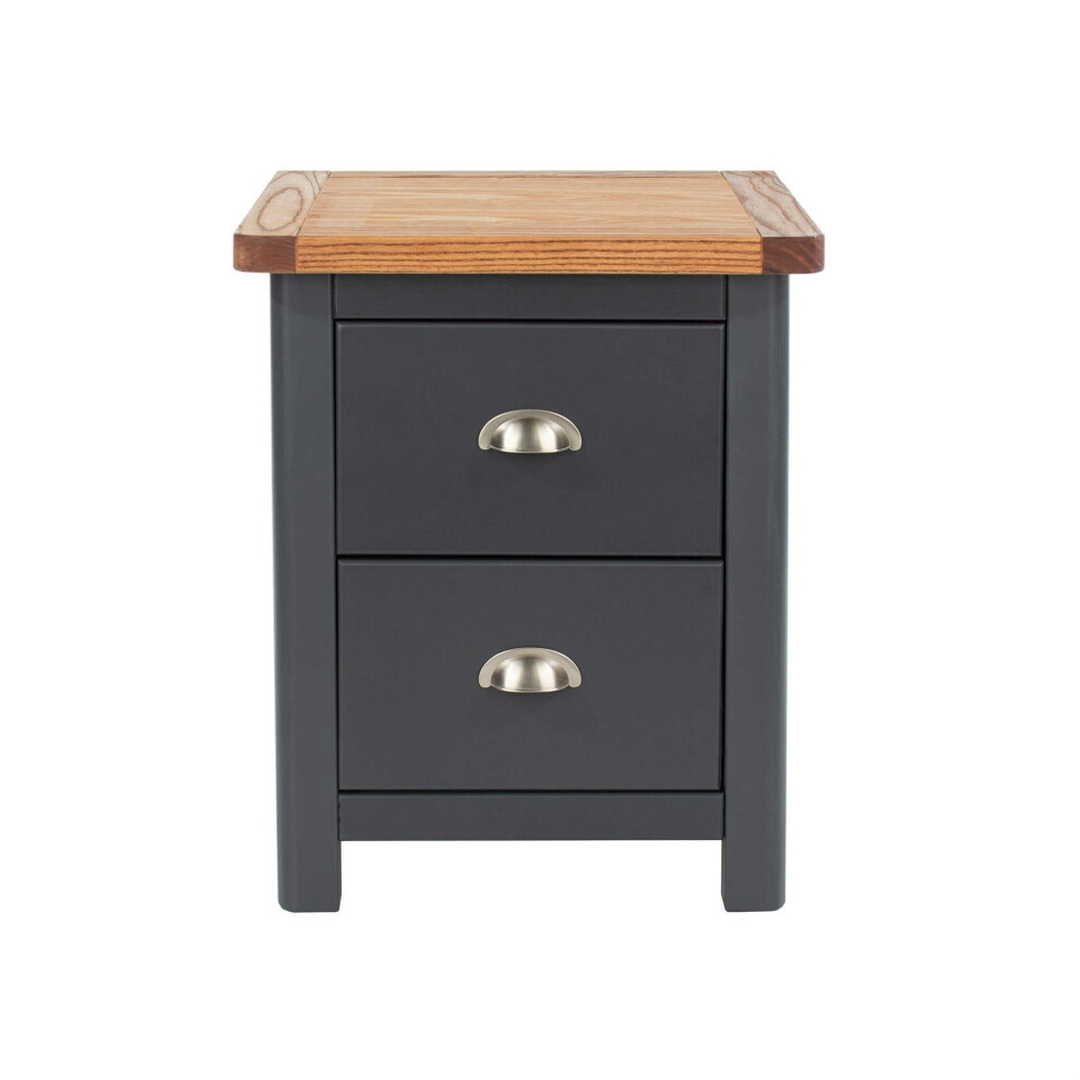 Bedside Table 2 Drawer Bedroom Furniture Storage Blue Two Tone Nightstand Wooden