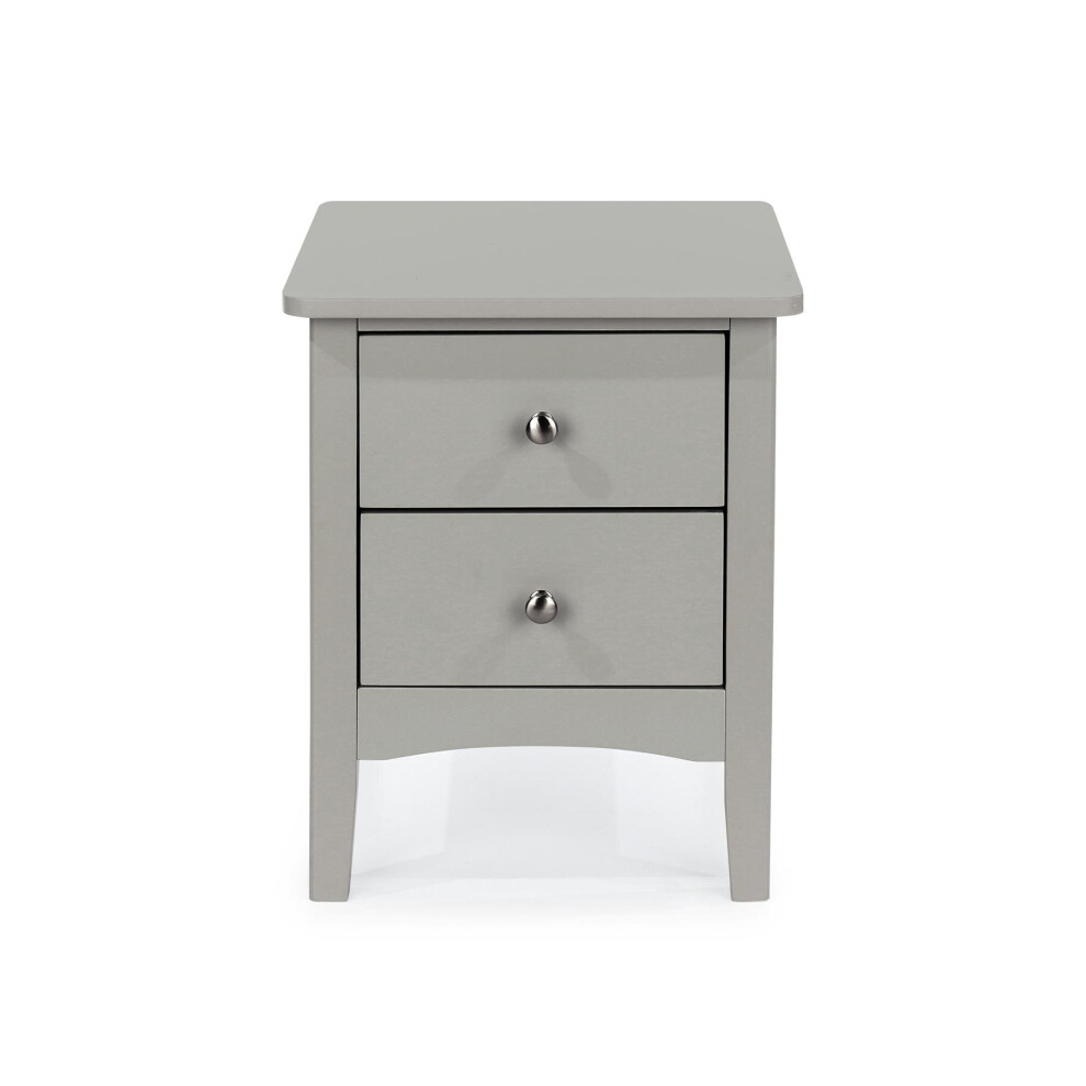 Bedside Cabinet 2 Drawer Bedroom Drawer Side Table Nightstand Metal Handles Grey