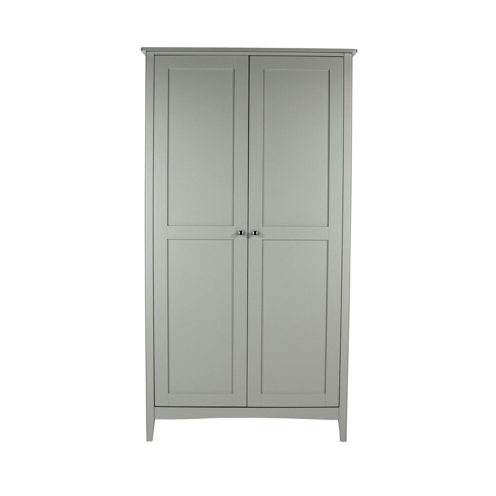 Wardrobe 2 Door Hanging Rail Shelf Bedroom Storage Metal Handles Salerno Grey