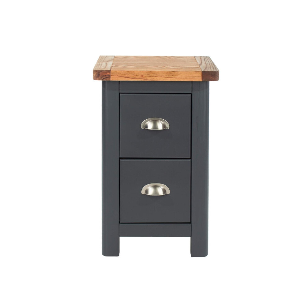 Bedside Table 2 Drawer Blue Petite Bedroom Furniture Cabinet Wooden Nightstand