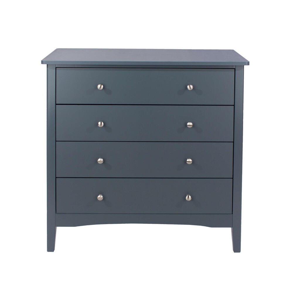 Chest of Drawers 4 Drawer Bedroom Storage Metal Handles Runners Midnight Blue