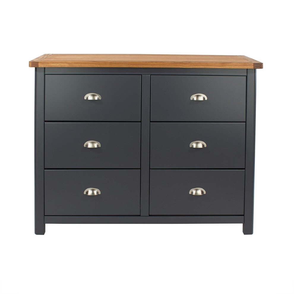 Chest of Drawers 6 Drawer Blue Wide Bedroom Furniture Storage Organiser