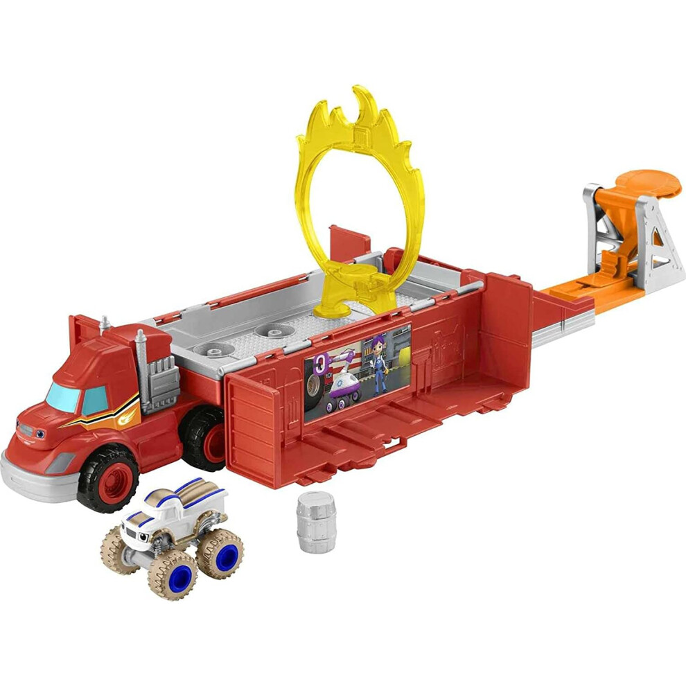 Fisher-Price Blaze and The Monster Machines Launch & Stunts Hauler, Transforming Vehicle and Playset with Die-Cast Monster Truck for Kids Ages 3 and