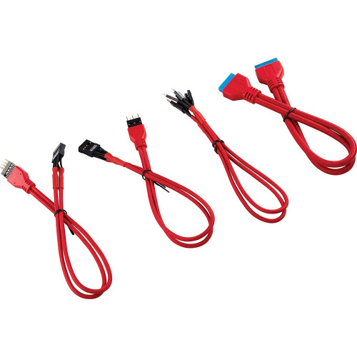 Corsair Corsair 30 cm Red Premium Braided Sleeved Front Panel Extension Kit