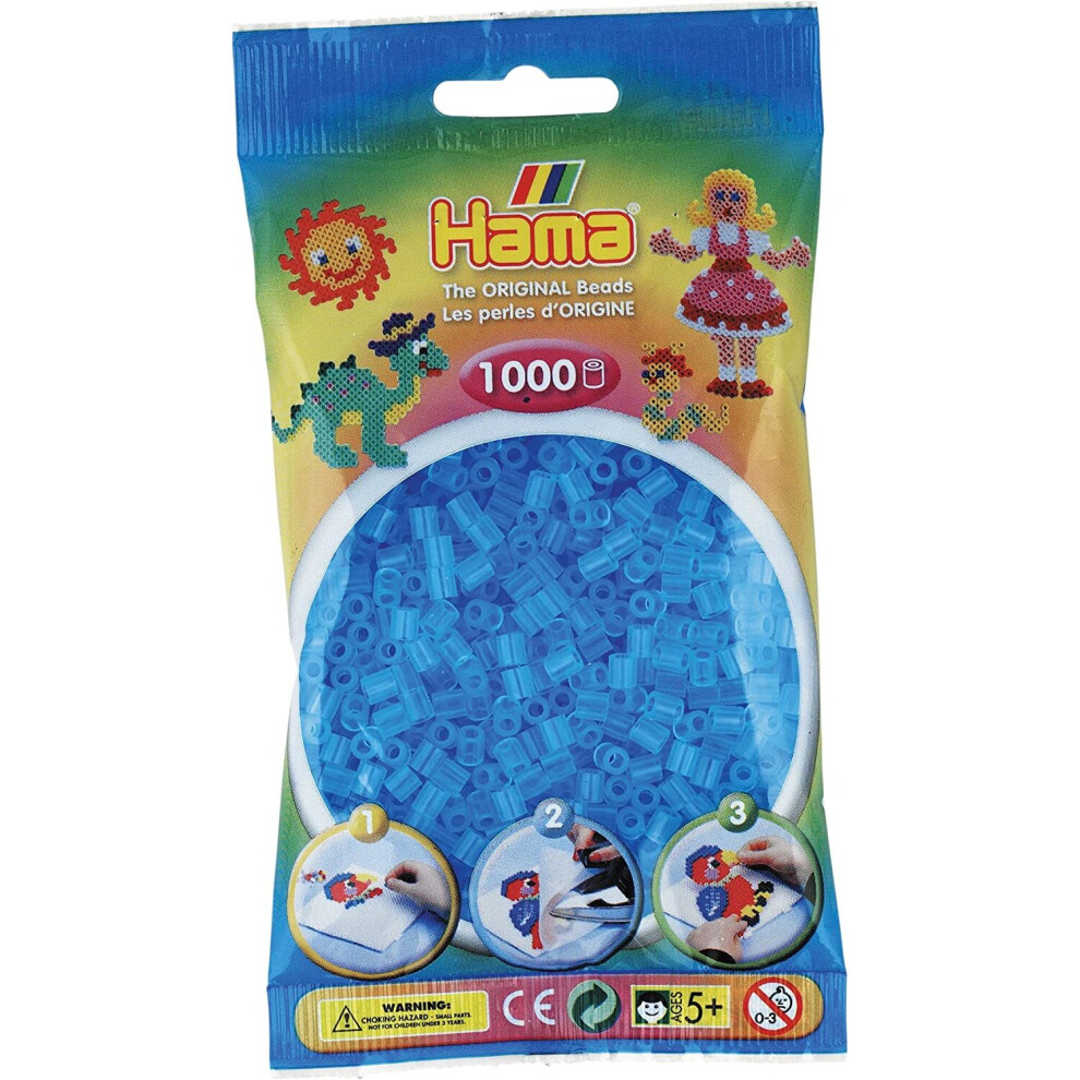 Hama Beads 1,000 Bead Refill Bag - Translucent Aqua