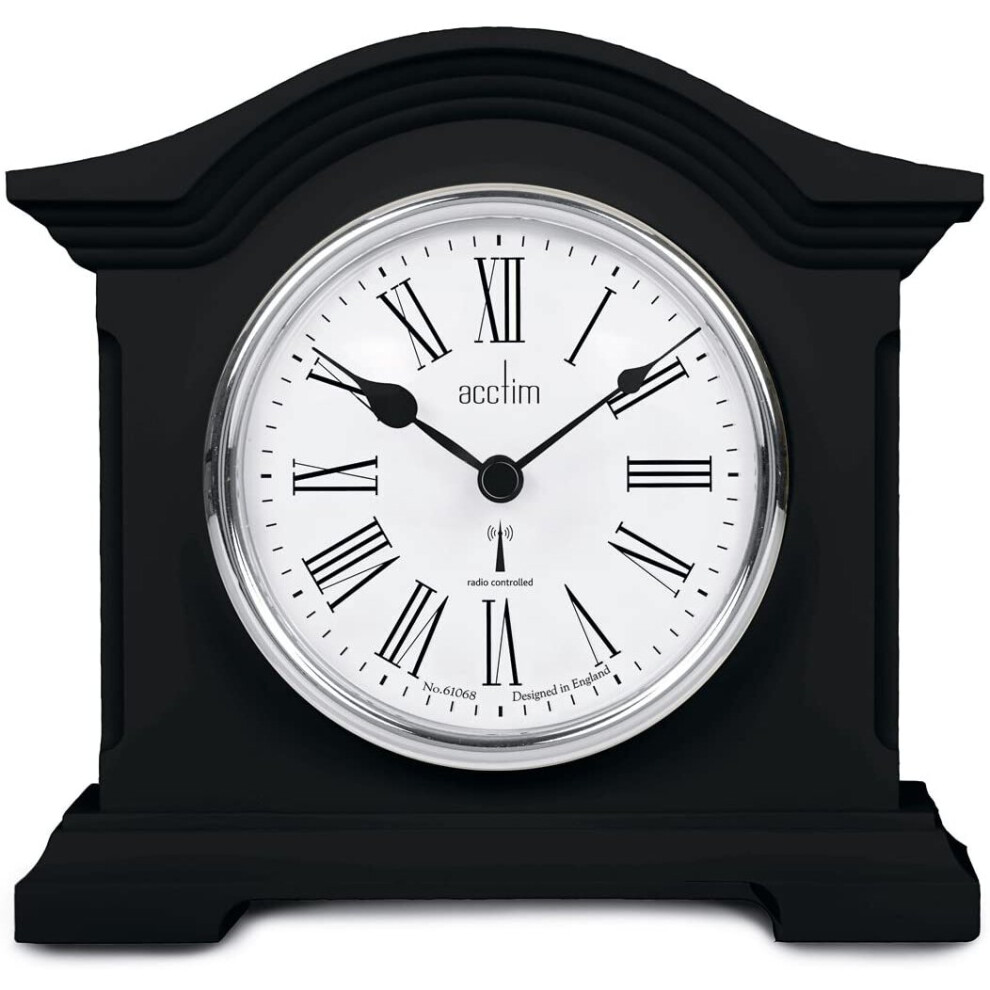 Acctim Black Quartz Battery Radio Controlled Mantle Mantel Clock - Chesterfield 77163