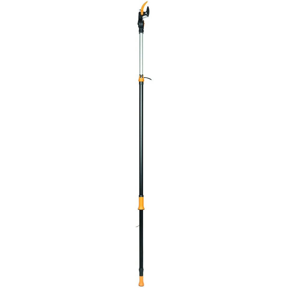 Fiskars PowerGear X Telescopic Tree Pruner UPX86, Non-stick Coated, Steel Blade/Aluminium Handle, Length 2.4 - 4 m, Black/Orange, 1023624