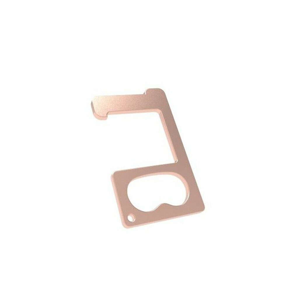 (Rose Golden) Non-Contact Portable EDC Door Opener Press Elevator Tool Anti-Bacterial Sanitary Hand Handle Key