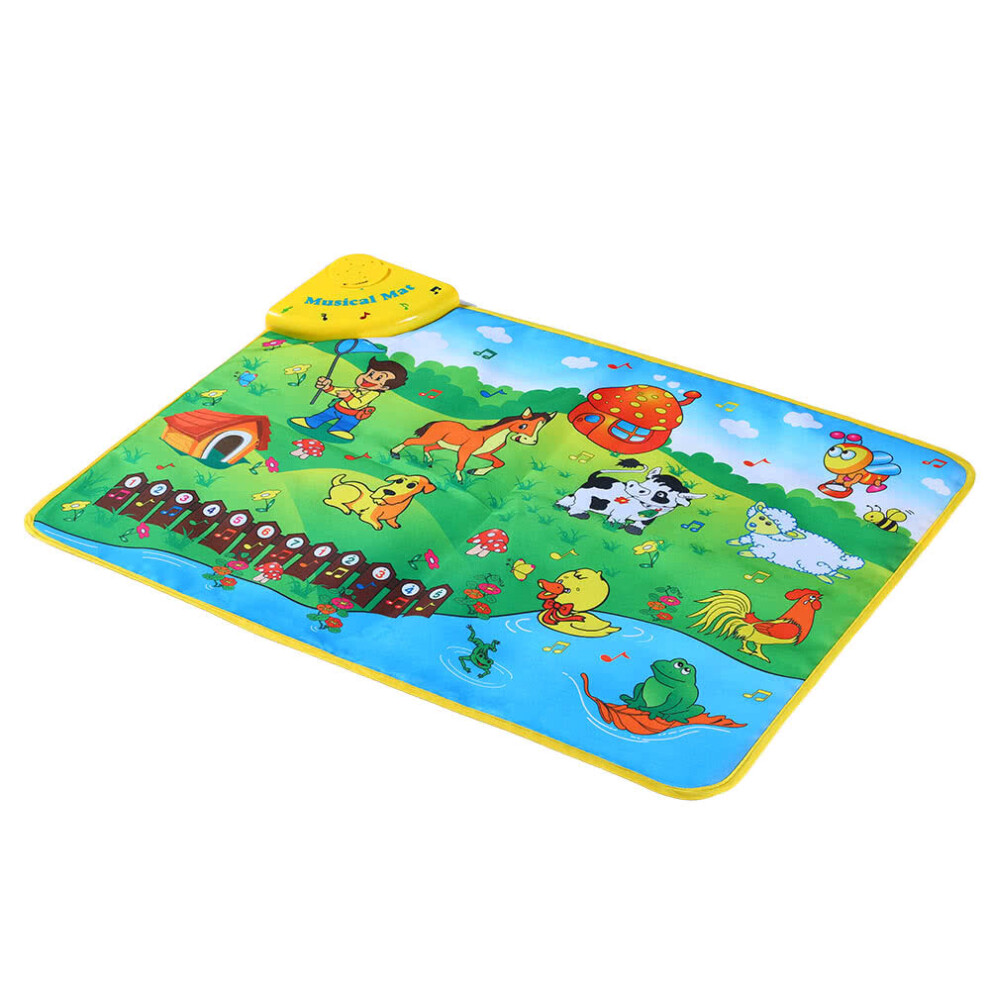 Colorful Musical Learning Mat Animal Farm Flash Music Carpet Blanket Touch Toy for Baby Kids