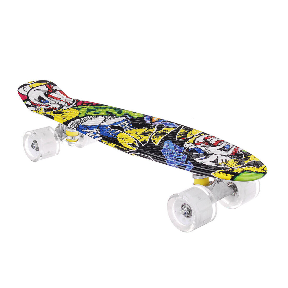 (Yellow) 22" Junior Youth Skateboard Mini Standard Skate board with High Rebound LED Flashing PU Wheels