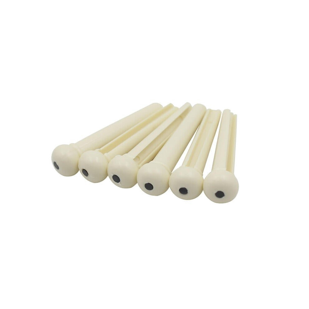 6pcs Cattle Bone Guitar Parts Endpin with Abalone Dot Bridge End Pins for Acoustic Guitar