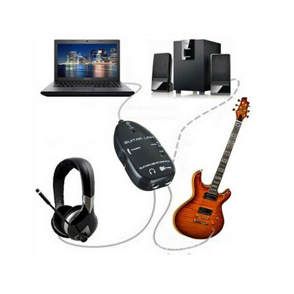 Guitar to USB Interface Link Audio Wire 6.5mm Male Stereo Headphone Adapter