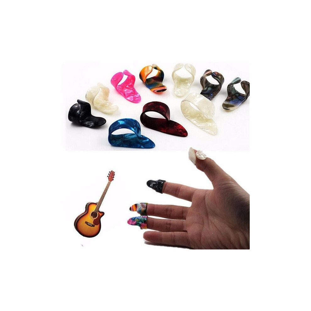 Guitar Plastic Nail Picks Plectrums 3 Finger Picks + 1 Thumb Picks Plectrums