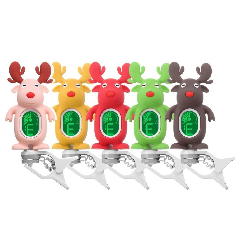 (Green) Cartoon ELK Shape LCD Display Rotatable Clip-on Digital Tuner for Erhu / Guzheng / Pipa / Guitar / Bass / Violin / Ukulele