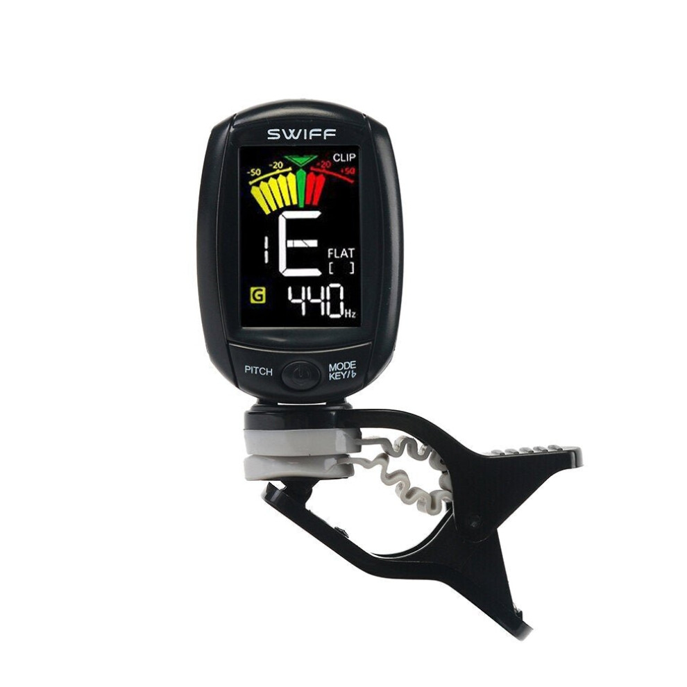 Rotatable Clip-on Tuner LCD Colorful Display Supports Vibration & Microphone Tuning for Chromatic Guitar Ukulele