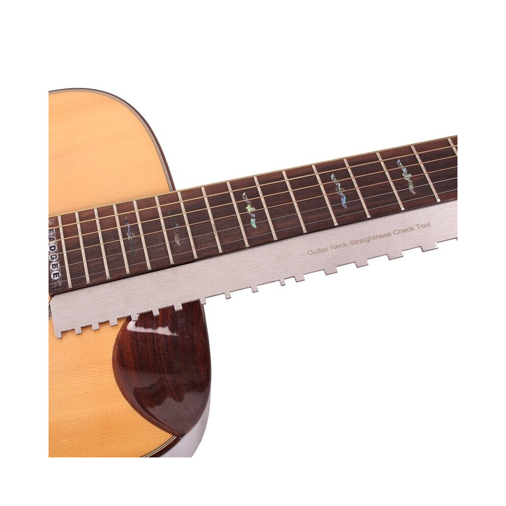 Guitar Neck Notched Straight Edge Luthiers Tool Aluminum Guitar Ruler Measuring for Most Electric Guitars for Fretboard and Fret