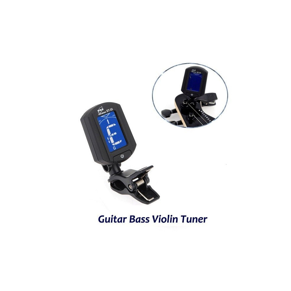 Digital Electronics Mini Clip On Guitar Bass Violin Tuner