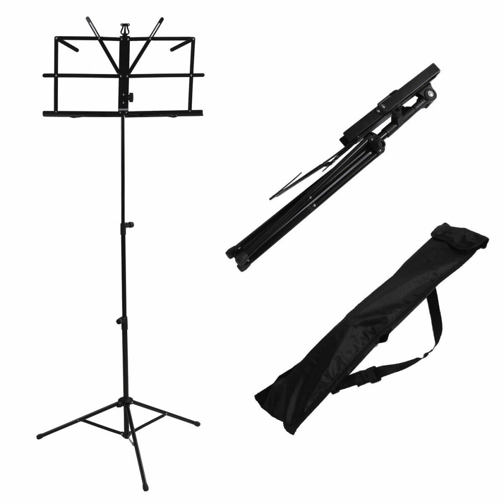 2PCS Foldable Aluminum Alloy Guitar Stand Holder Music Sheet Tripod Stand Height Adjustable with Carry Bag for Musical Instrument