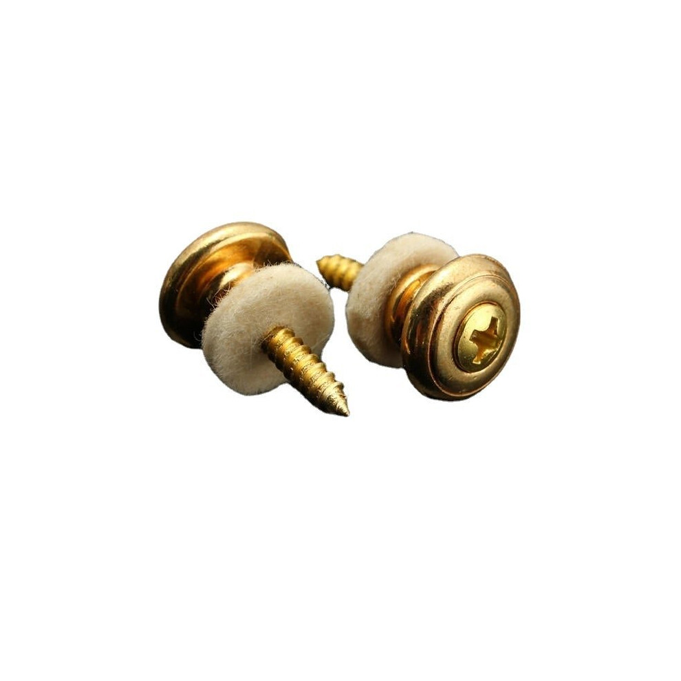 (Gold) 2pc Mushrooms Shape Round Head Guitar Bass Strap Buttons Locks Parts Pin