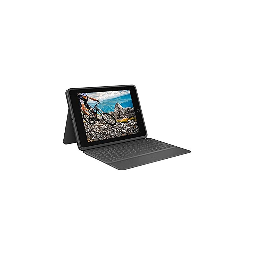 Logitech Rugged Folio – Ipad (7Th Generation) Protective Keyboard Case, Qwertz German Layout - Graphite Black