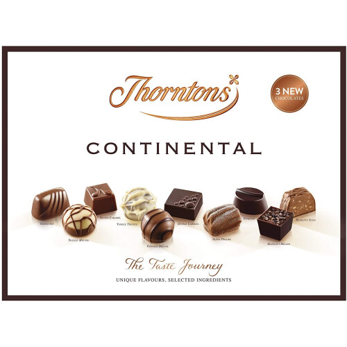 Thorntons Thorntons Chocolate Continental Set, Assorted White, Milk & Dark Chocolates, 284 g, Box of 25 Pieces