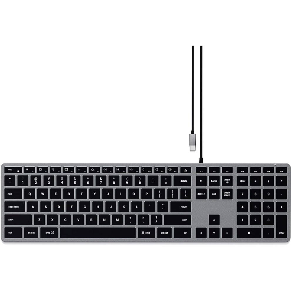 Satechi Slim W3 Wired Backlit Keyboard With Numeric Keypad Â Illuminated Keys & Built-In Usb-C Connection Â Compatible With 2020 Imac, 2020 Mac 879961009083