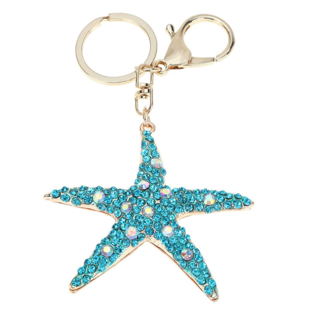 Jewelry Hollow Shinning Rhinestone Aureate Star Pendant Key Ring Chain