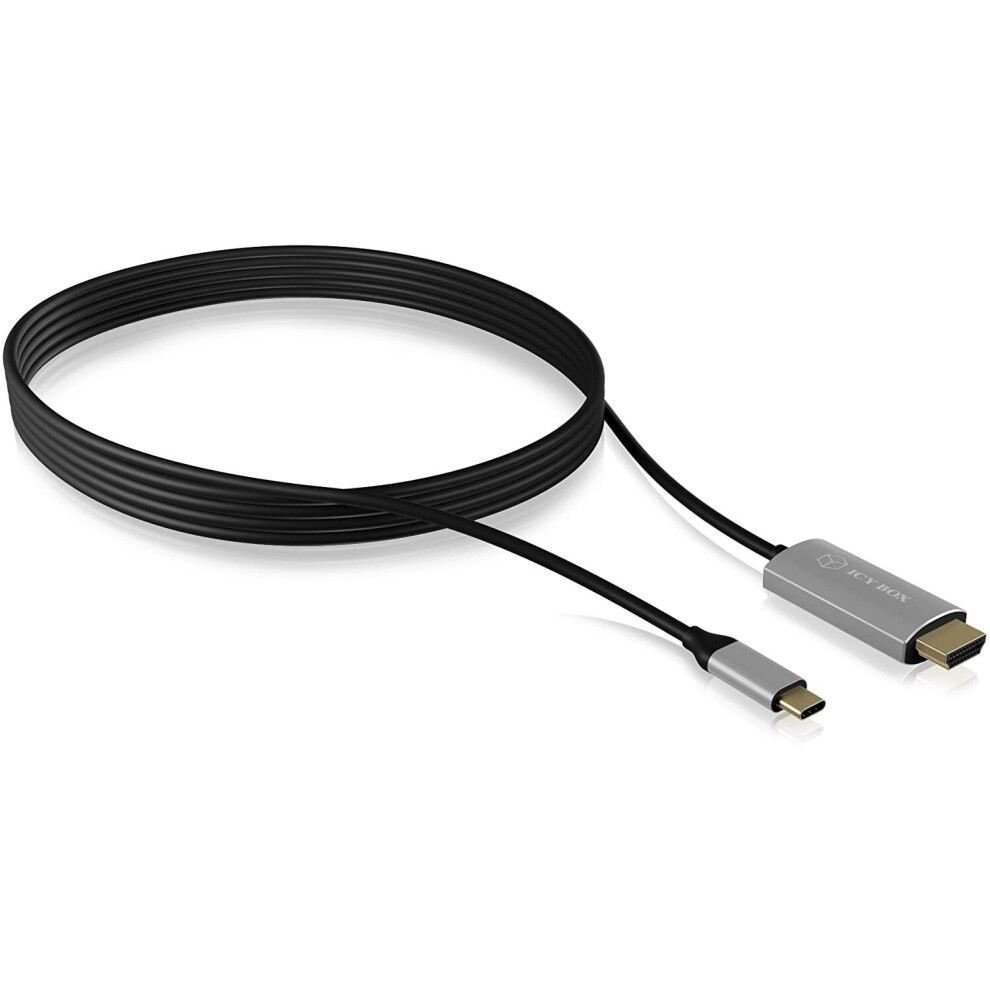 Icy Box Ib-Cb020-C Active Usb-C To Hdmi Cable (1.8 M), Uhd (2160P), Hdcp 2.2, Converter, Black 4250078166931