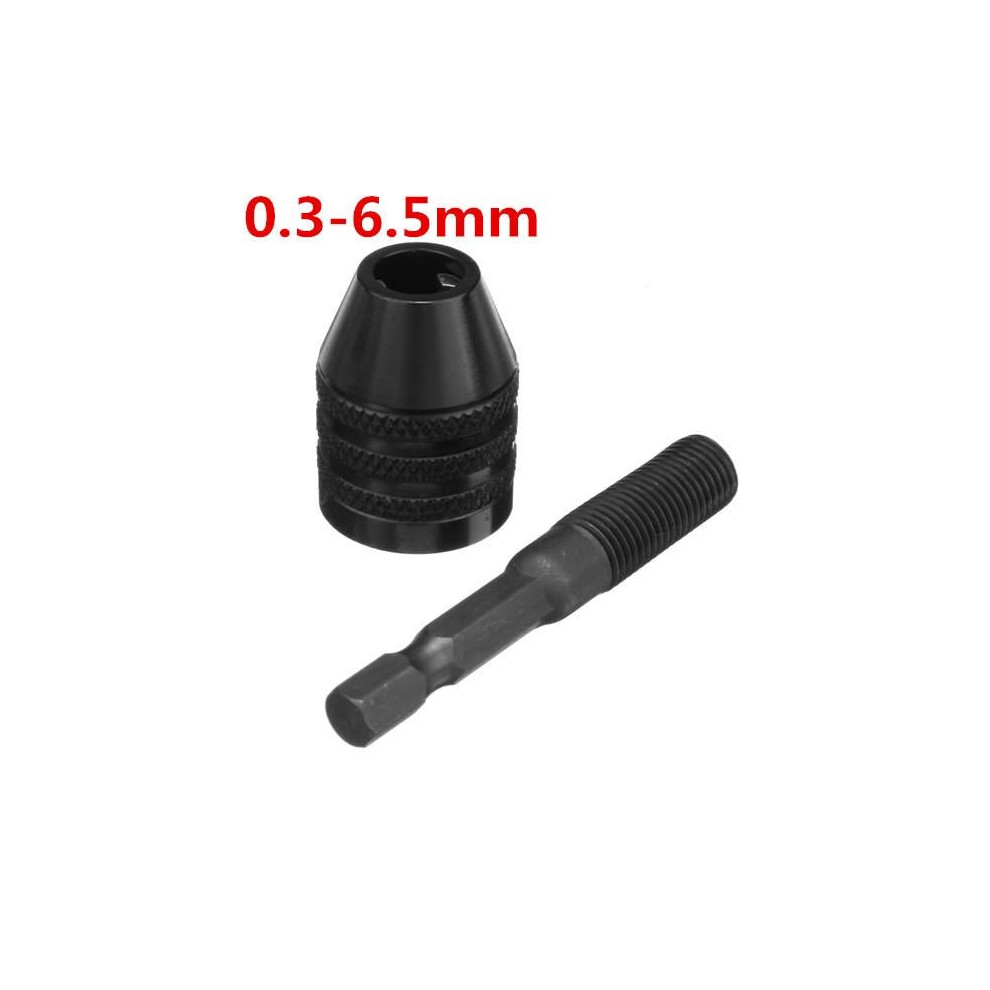 (2:0.3-6.5mm) 0.3-3.6/0.3-6.5/0.6-8mm Keyless Drill Chuck 1/4 Inch Hex Shank Quick Change Adapter Converter