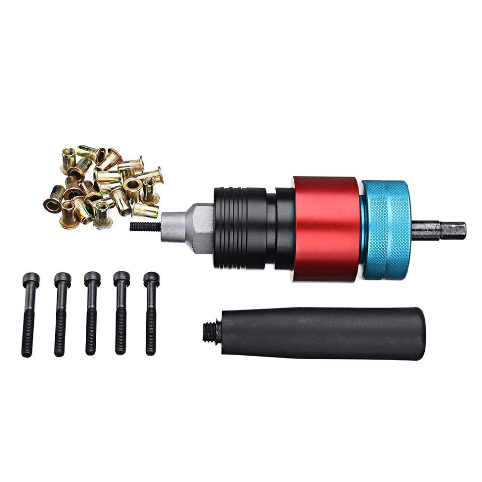 (M5) Electric Riveter Nut Riveting Tools Kit Clutch Type Automatic Stop Cordless Riveting Adapter M4/M5/M6 For Electric Drill