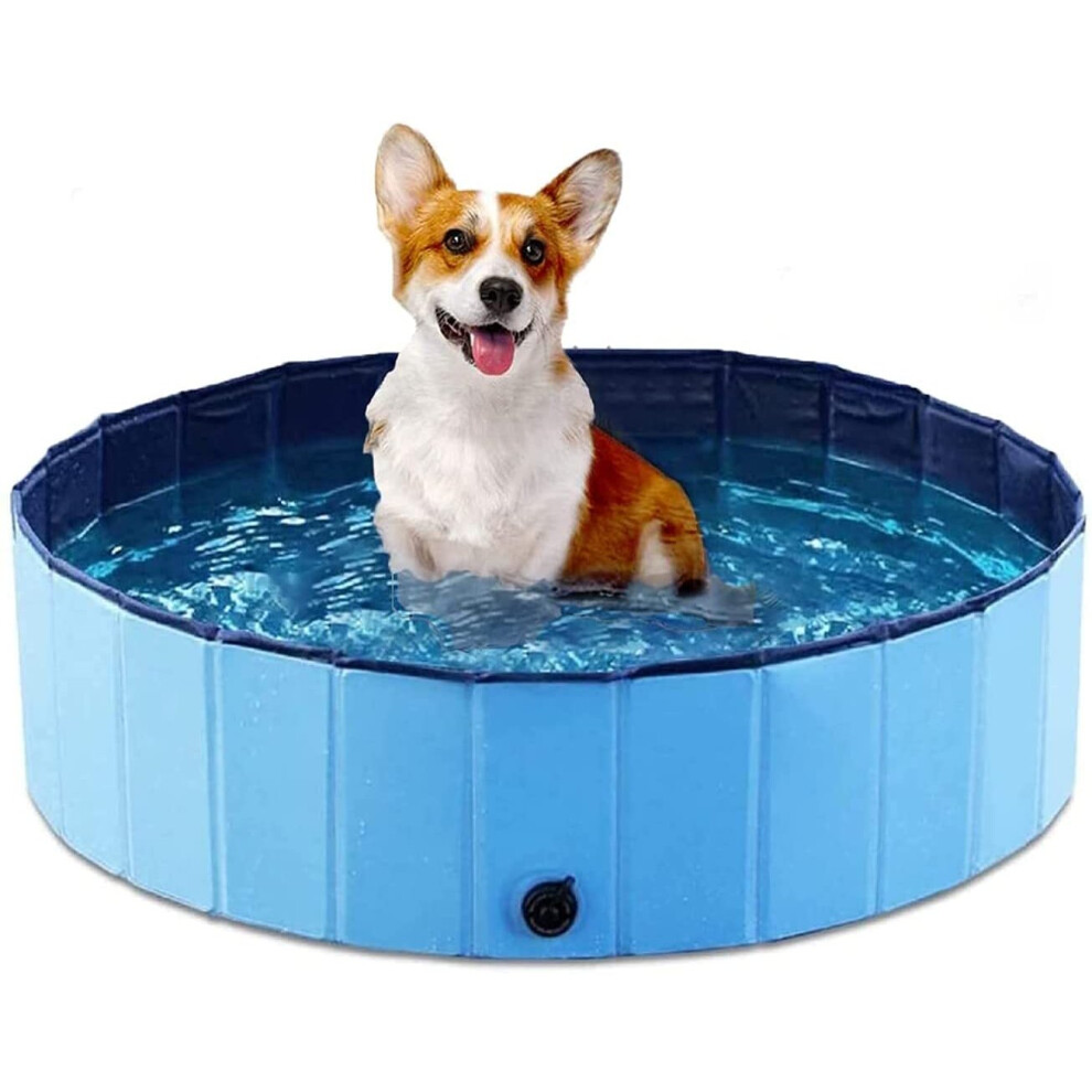 (L(Dia80cmX20cmH)) Dog Pool Foldable Pet Bath Tub Dog Puppy Washer