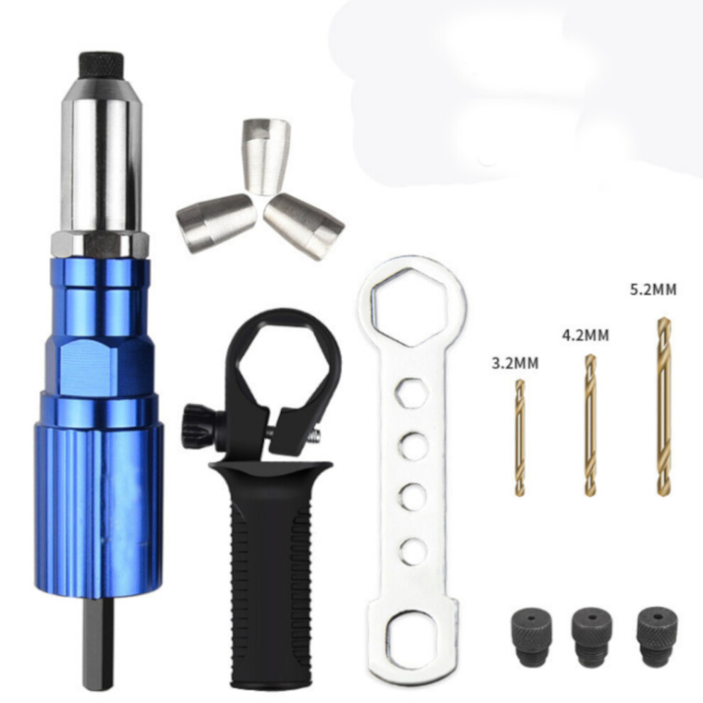 (C:â Rivet Nut Attachment +3.2/4.2/5.2Mm Drill Bits) Upgrade Electric Rivet Nut Attachment Cordless Riveting Drill Adapter Riveting Tool 3654659306340