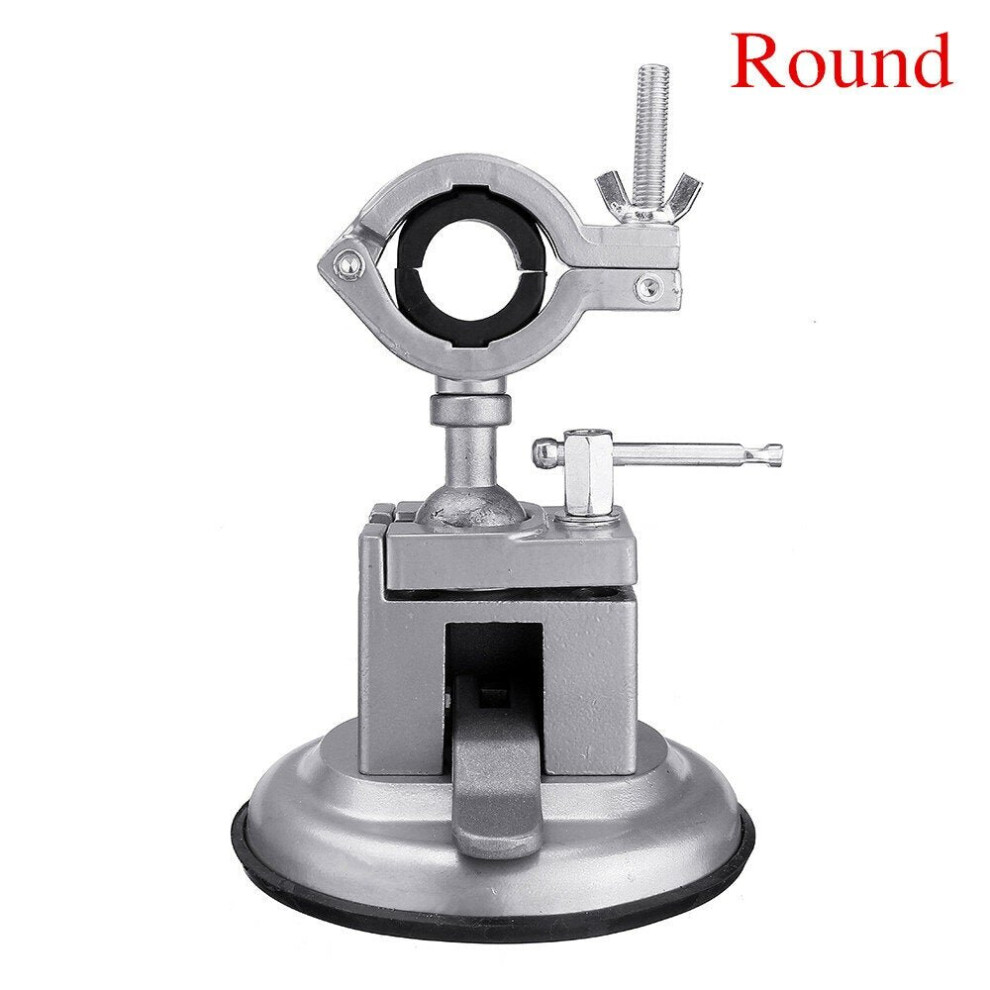 (Round) Sucktion Type Round/Flat Aluminum 360 Clamp-on Table Vise Bench Grinder Holder Electric Drill Universal Rotating Pliers Tool