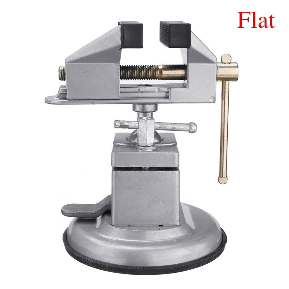 (Flat) Sucktion Type Round/Flat Aluminum 360 Clamp-on Table Vise Bench Grinder Holder Electric Drill Universal Rotating Pliers Tool