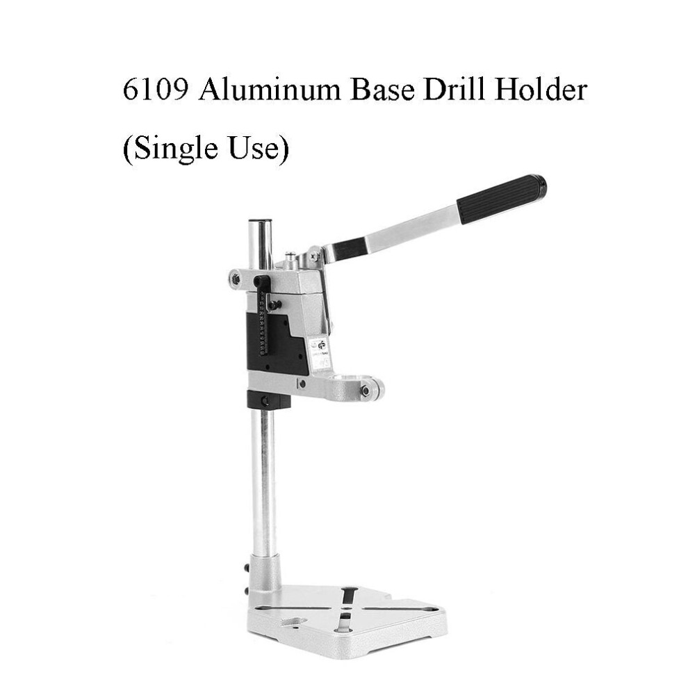 (Type B: 6109 Aluminum Base Drill Holder(single head)) Electric Drill Bracket 400mm Single/Double Head Drilling Holder Grinder Rack Stand Clamp Bench